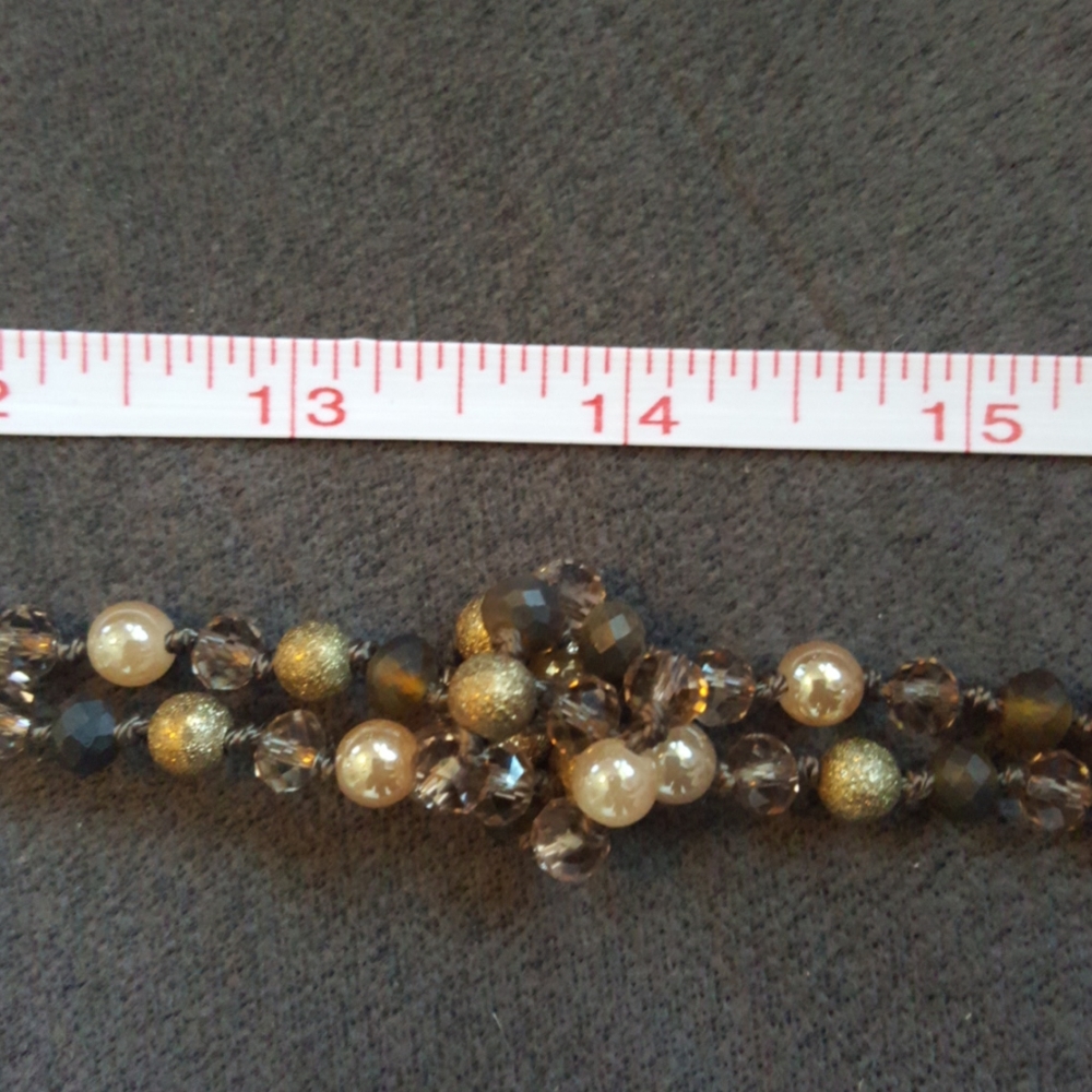 Golden Beaded Tied Tassel Necklace - Picture 6 of 7